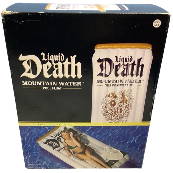 Liquid Death Mountain Water 6 Pool Float Inflatable 72" x 36" x 6" Lazy River - Picture 1 of 4